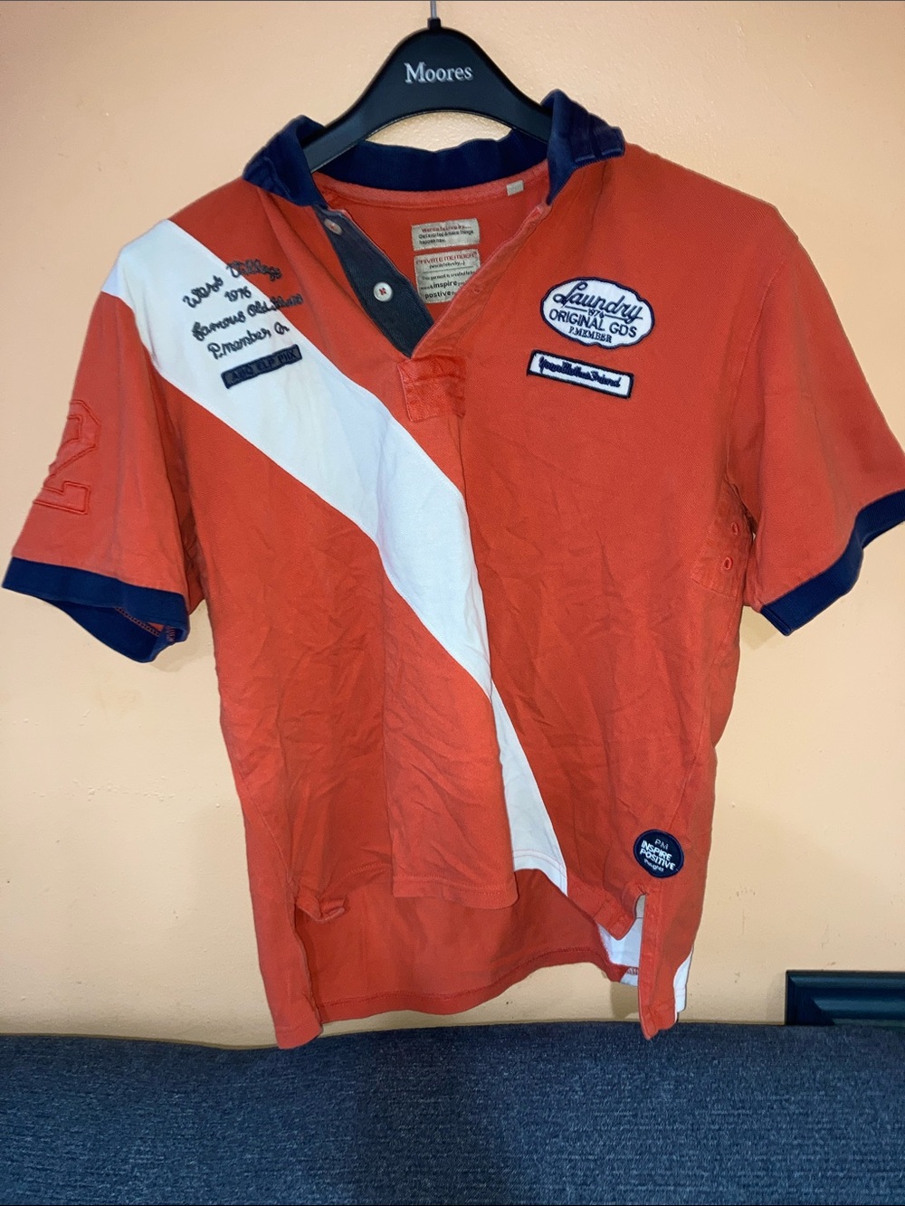 Vintage Laundry Polo with orange White and Navy blue